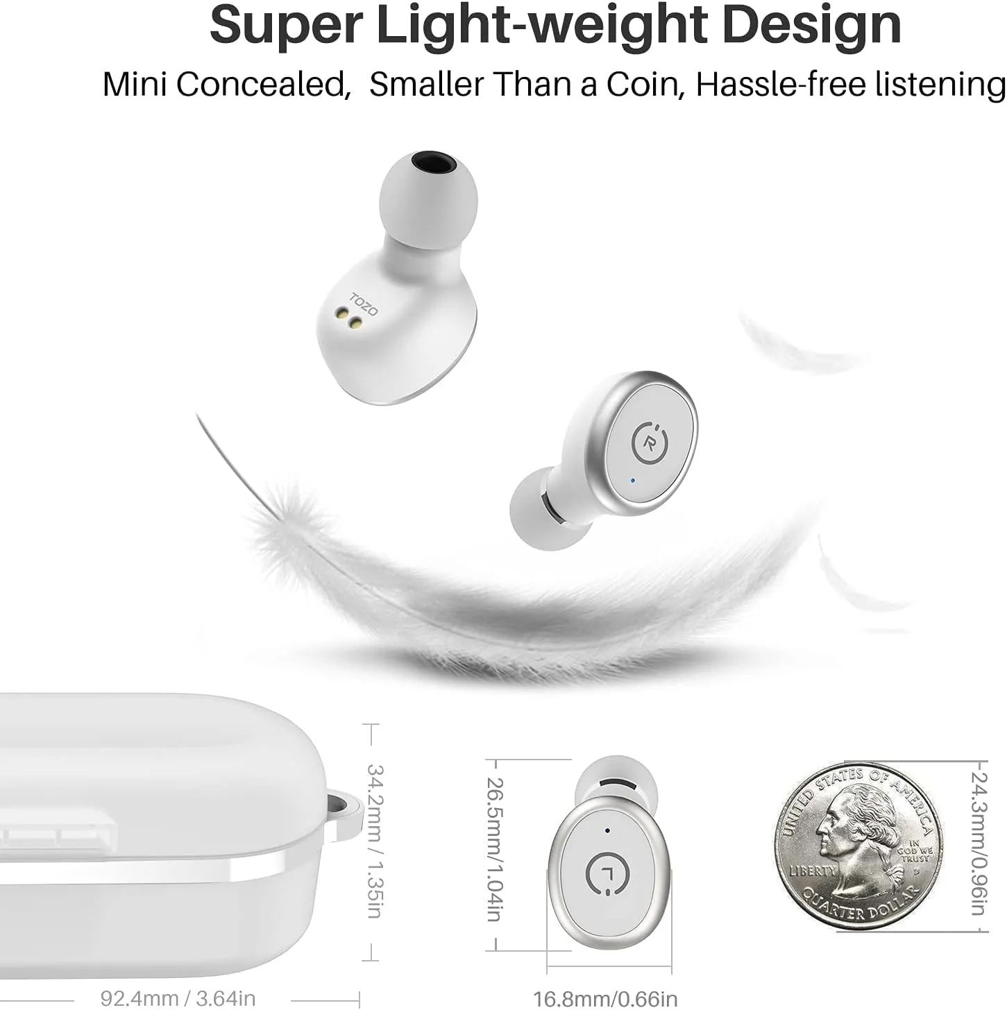 TOZO T10 True Wireless Bluetooth 5.3 Earbuds, 45H Playtime, Wireless Charging Case, IPX8 Waterproof Stereo Headphones in Ear Built in Mic Headset Premium Sound with Deep Bass, 32 Preset EQs via APP