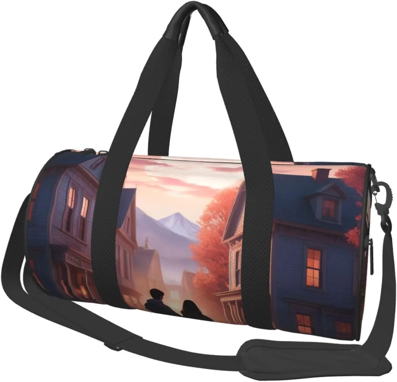 Tranquil Twilight Printed Travel Bag,Round Personal Item Storage bag,Foldie Duffel Bag for Traveling Vacation,Fitness,Sports