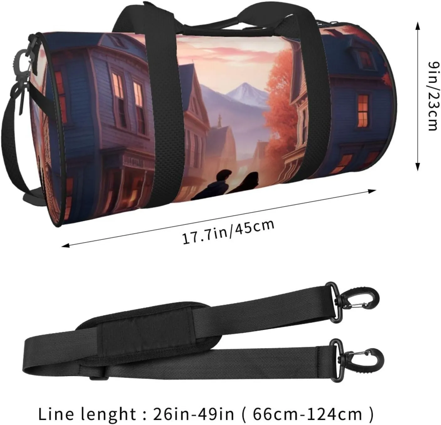 Tranquil Twilight Printed Travel Bag,Round Personal Item Storage bag,Foldie Duffel Bag for Traveling Vacation,Fitness,Sports