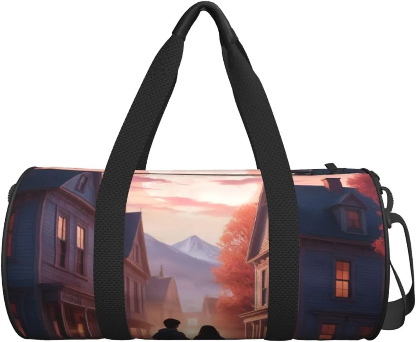 Tranquil Twilight Printed Travel Bag,Round Personal Item Storage bag,Foldie Duffel Bag for Traveling Vacation,Fitness,Sports