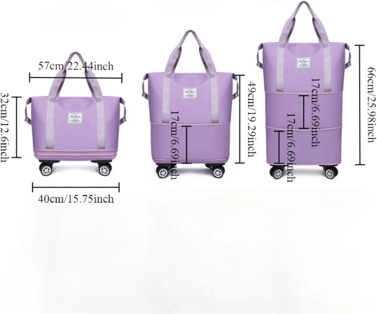 Travel Bag with Wheels, 2025 New Large Capacity Travel Bag - Universal Wheel Removable (Pink)