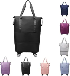 Travel Bag with Wheels,Large Capacity Travel Bag - Universal Wheel Removable,Portable Bag for Men And Women,Simple,Wear-Resistant,Waterproof (Black)