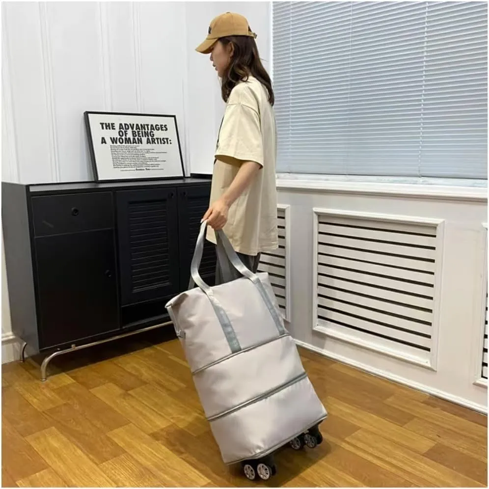 Travel Bag with Wheels,Large Capacity Travel Bag - Universal Wheel Removable,Portable Bag for Men And Women,Simple,Wear-Resistant,Waterproof (Black)