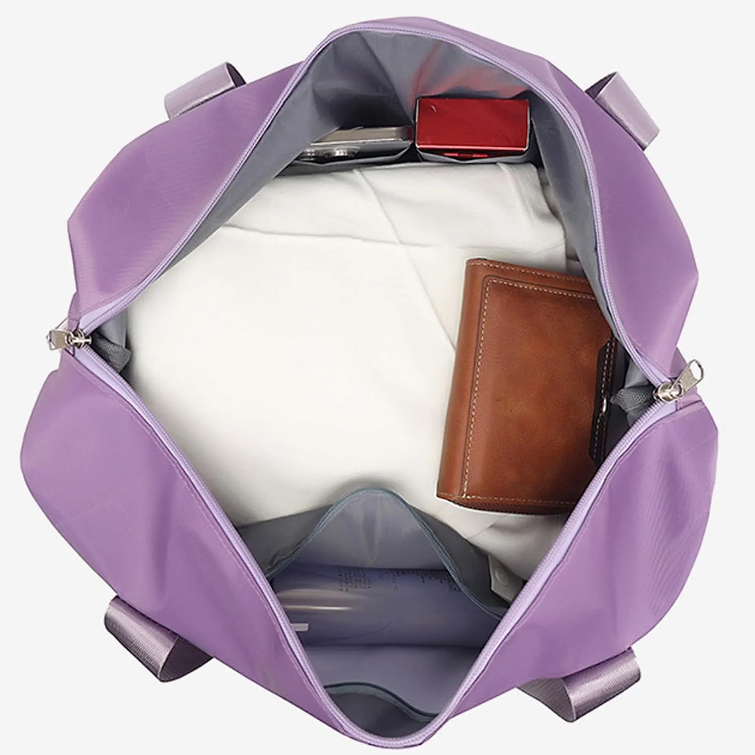 Travel Bag with Wheels，Large Capacity Travel Bag，Universal Wheel Removable,Weekender Bag with Wheels,Overnight Bag with Wheels (Light Purple)