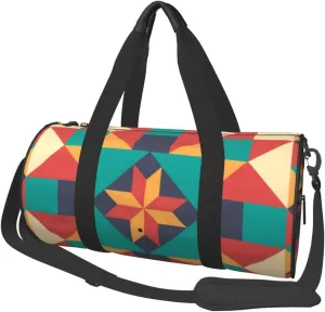 Travel Duffel Bag For Men Women-Colorful Barn Quilt Pattern Weekend Bag-Large Capacity Sport Gym Bag