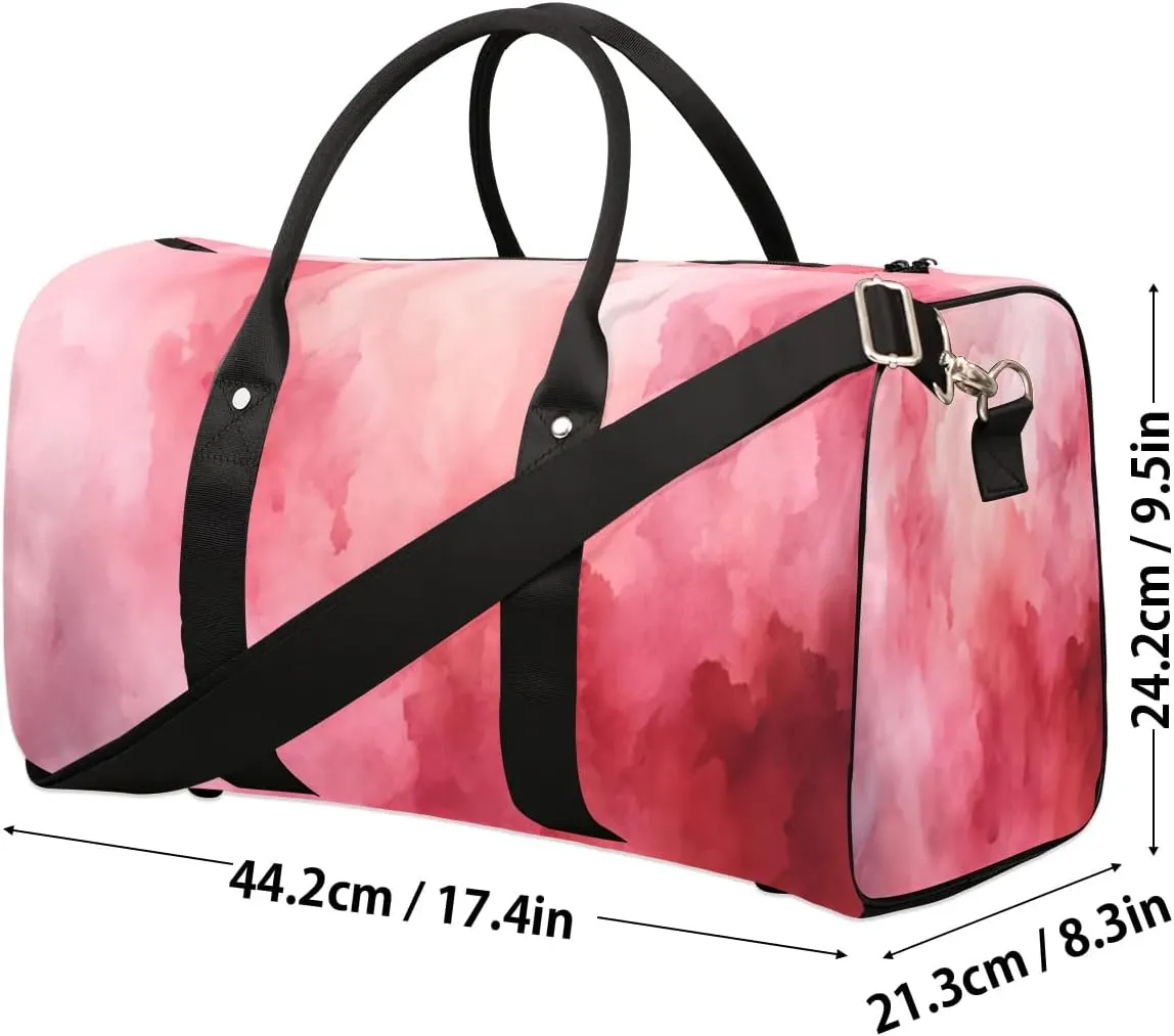 Travel Duffel Bag for Women Men Pink Pattern Waterproof Foldable Overnight Weekender Bag Large Capacity Sports Gym Bag