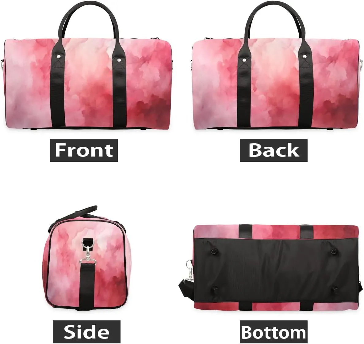 Travel Duffel Bag for Women Men Pink Pattern Waterproof Foldable Overnight Weekender Bag Large Capacity Sports Gym Bag