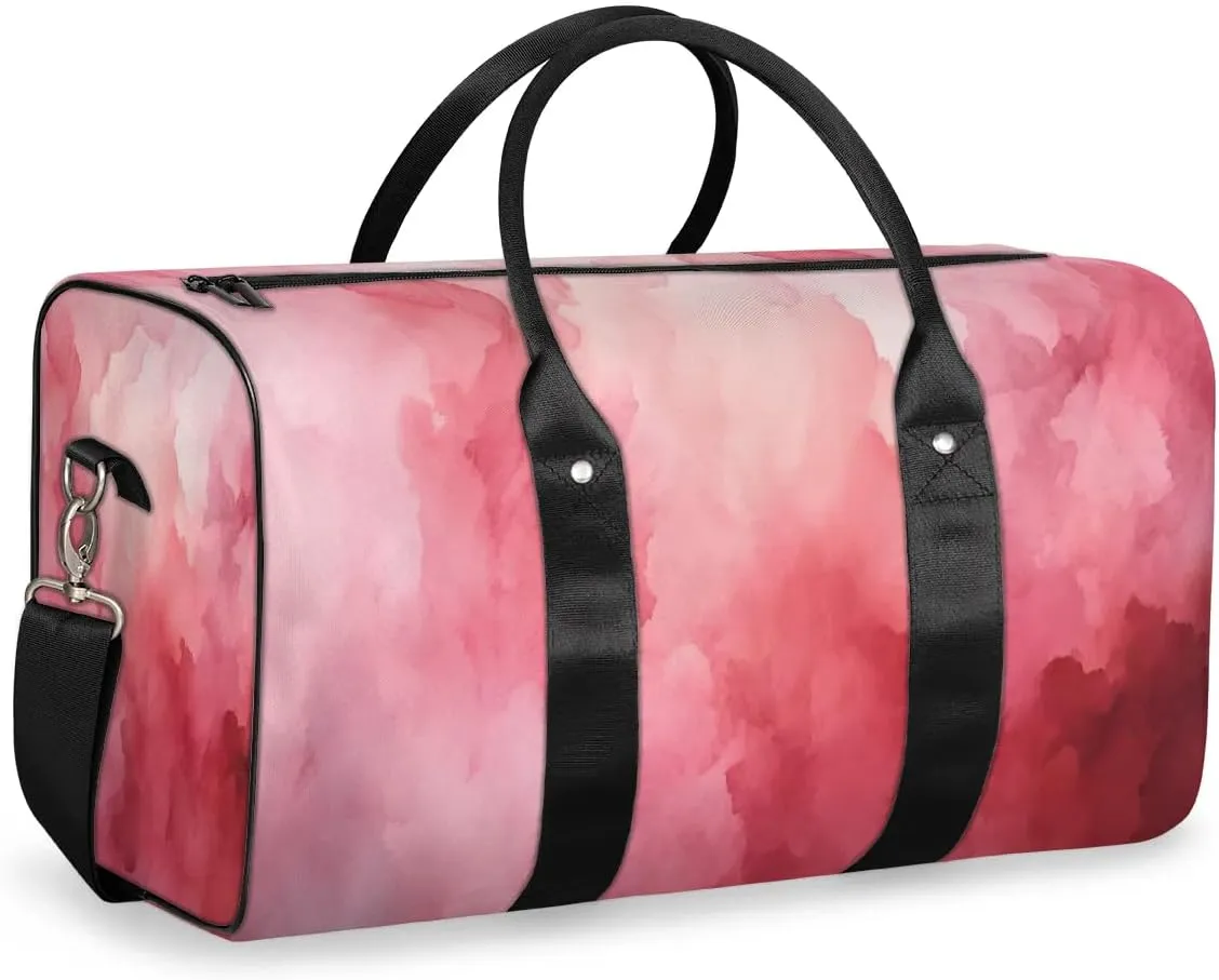 Travel Duffel Bag for Women Men Pink Pattern Waterproof Foldable Overnight Weekender Bag Large Capacity Sports Gym Bag
