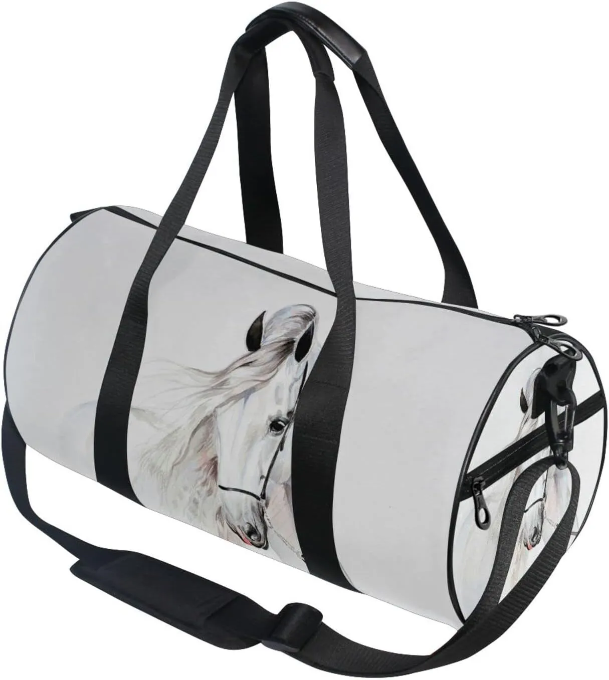 Travel Duffle Bag for Men Women, White Horse Large Travel Overnight Duffel Bag Unisex High Capacity Large Luggage Sports Gym Bag