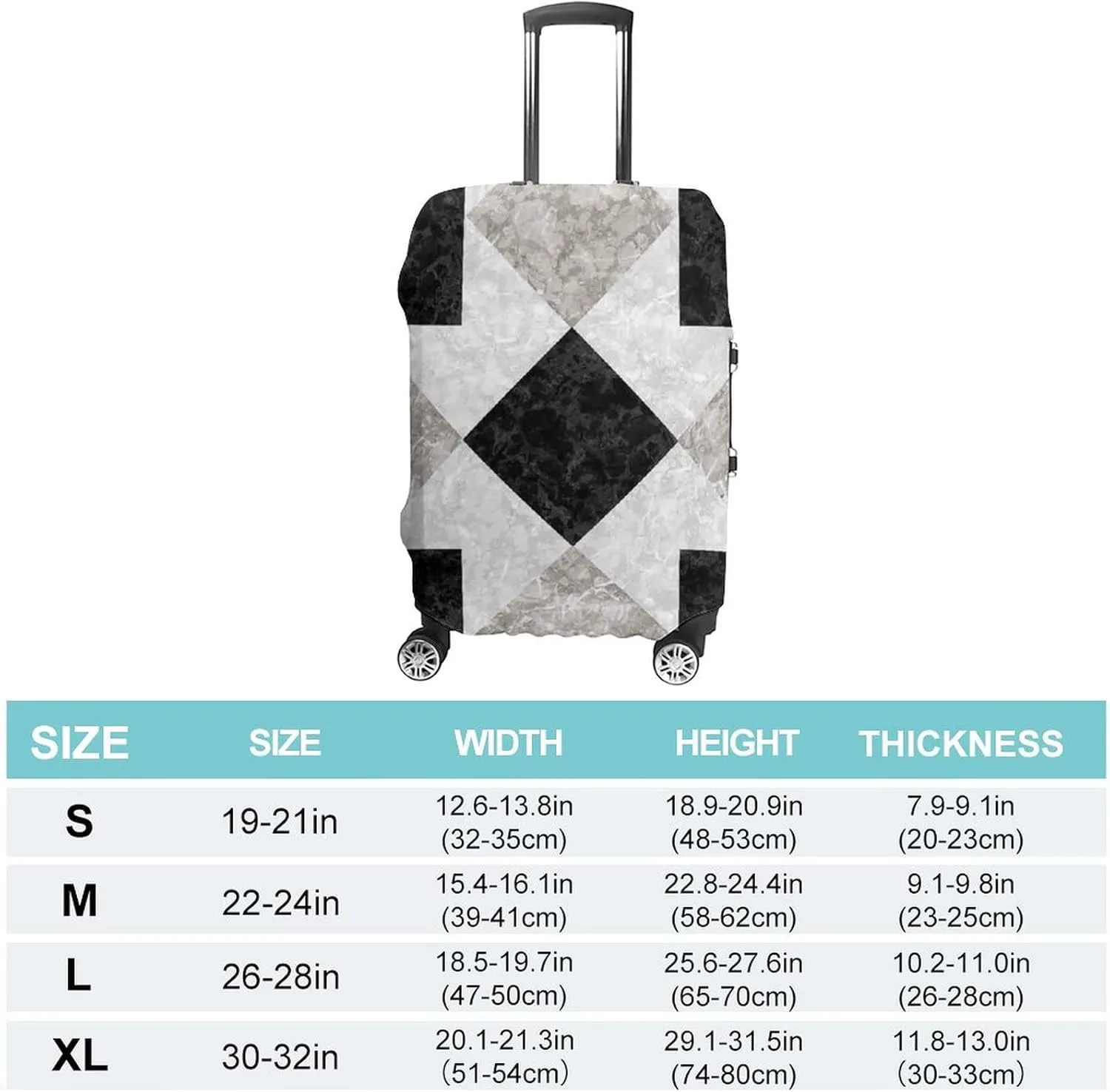 Travel Luggage Cover, Apartment Decor Luggage Cover Suitcase Protector, Nostalgic Marble Stone Mosaic Regular Design, Fits 30-32 Inch Luggage, Travel Summer Beach Holiday, Black Beige