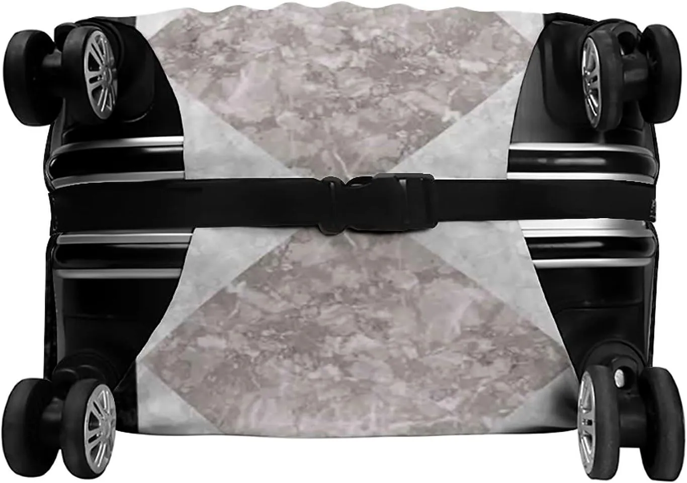Travel Luggage Cover, Apartment Decor Luggage Cover Suitcase Protector, Nostalgic Marble Stone Mosaic Regular Design, Fits 30-32 Inch Luggage, Travel Summer Beach Holiday, Black Beige