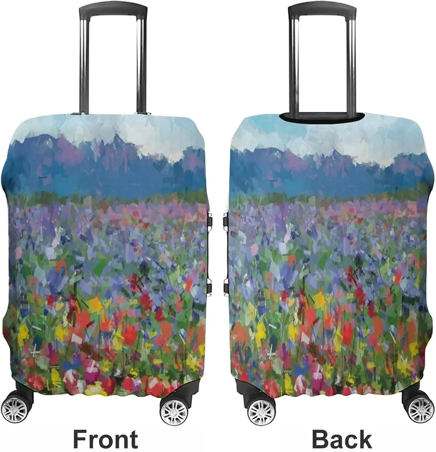 Travel Luggage Cover, Art Luggage Cover Suitcase Protector, Rural Landscape with Bunch of Tulip Flower Spring, Fits 30-32 Inch Luggage, Travel Summer Beach Holiday, Multicolor