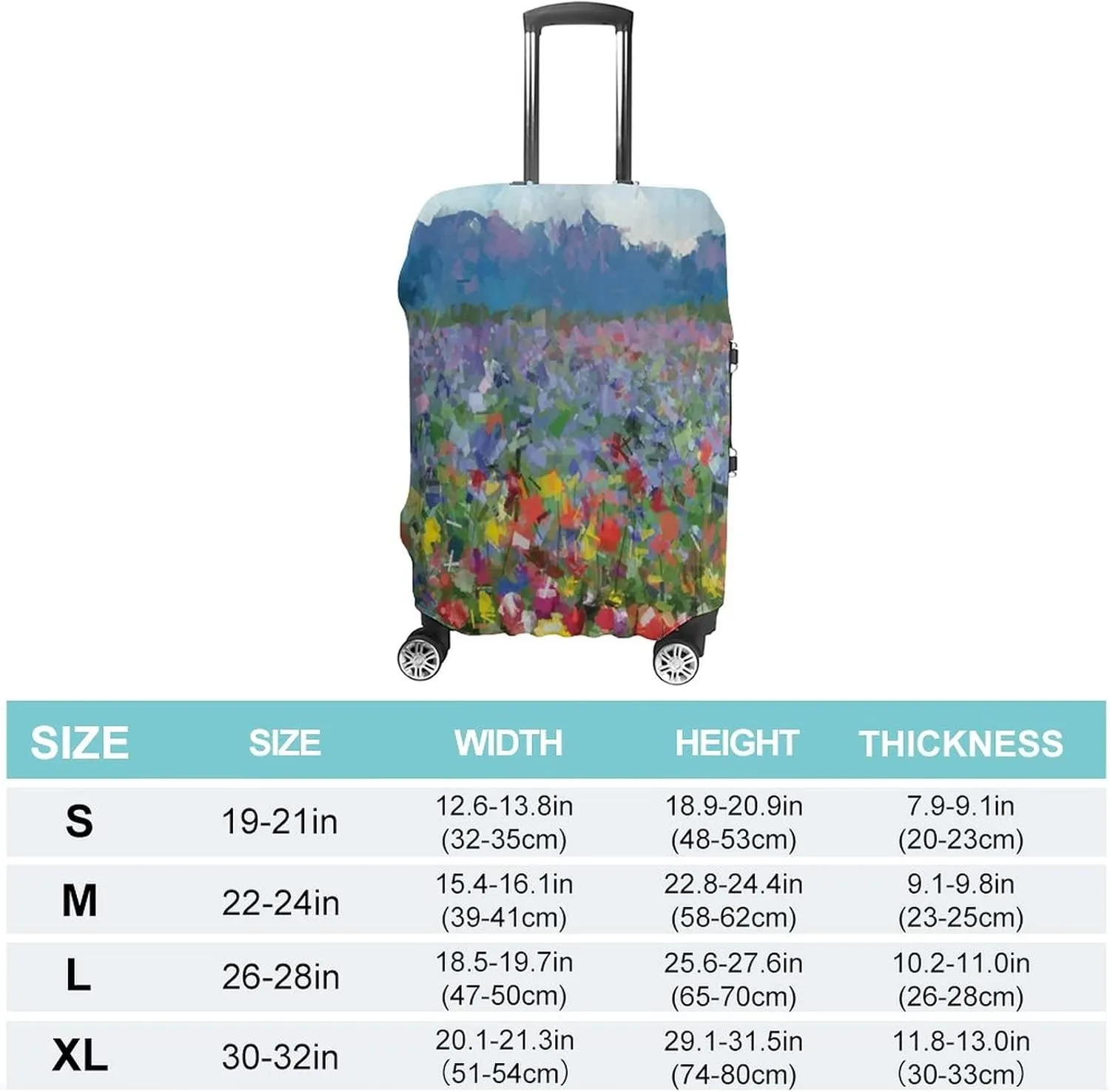 Travel Luggage Cover, Art Luggage Cover Suitcase Protector, Rural Landscape with Bunch of Tulip Flower Spring, Fits 30-32 Inch Luggage, Travel Summer Beach Holiday, Multicolor