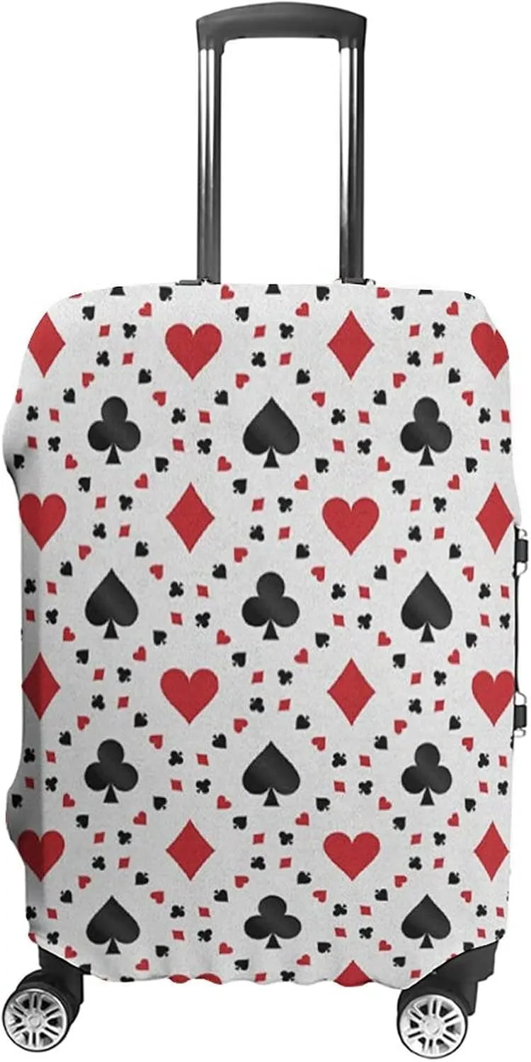 Travel Luggage Cover, Casino Elastic Travel Luggage Cover, Poker Cards Advertising Holidays Getaways Tourist, Fits 26-28 Inch Luggage, Great For Vacation Travel, Red Black