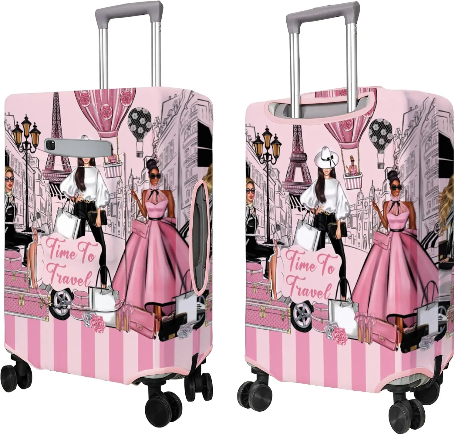 Travel Luggage Cover Suitcase Girl Protector Storage Fits 18-32 Inch Luggage Flower Luggage Protector Wheel Covers Patterned Travel with Pocket Elastic Luggage Anti-scratch Suitcase Cover S