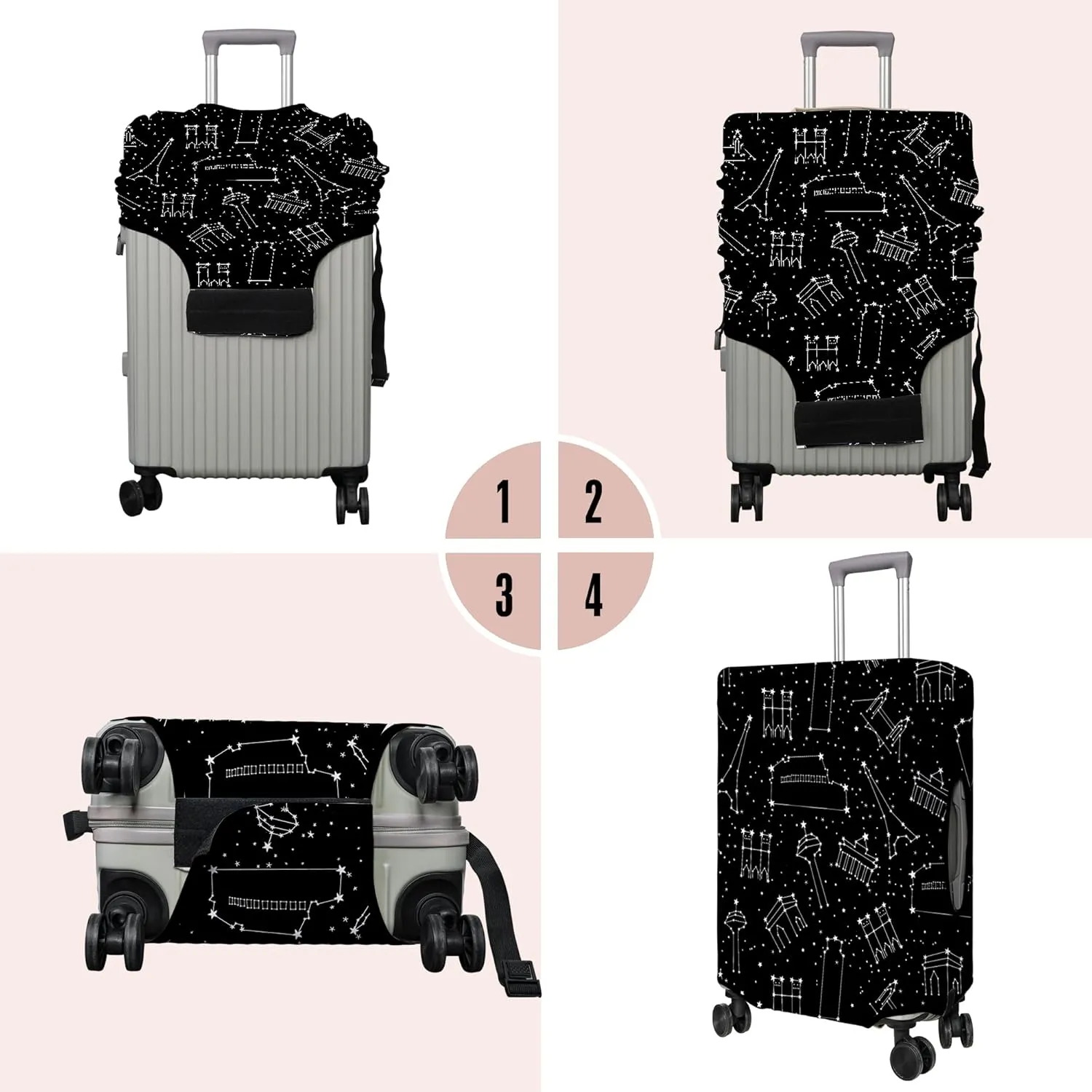 Travel Luggage Cover Suitcase Protector Fits 18-32 Inch Wheel Covers PatternedTravel Related Items Flower Luggage Protector Elastic M