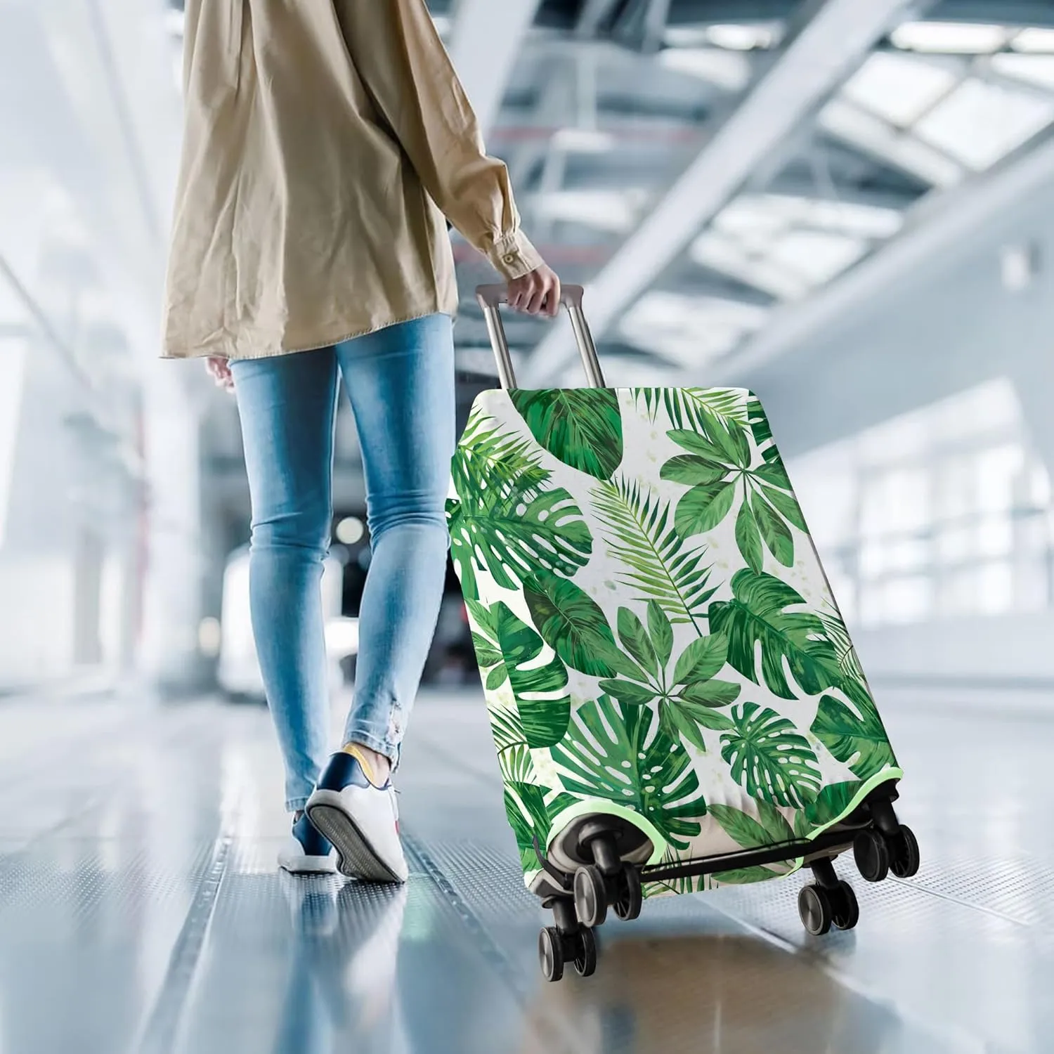 Travel Luggage Cover Suitcase Protector Fits 18-32 Inch Wheel Covers PatternedTravel Related Items Flower Luggage Protector Elastic M