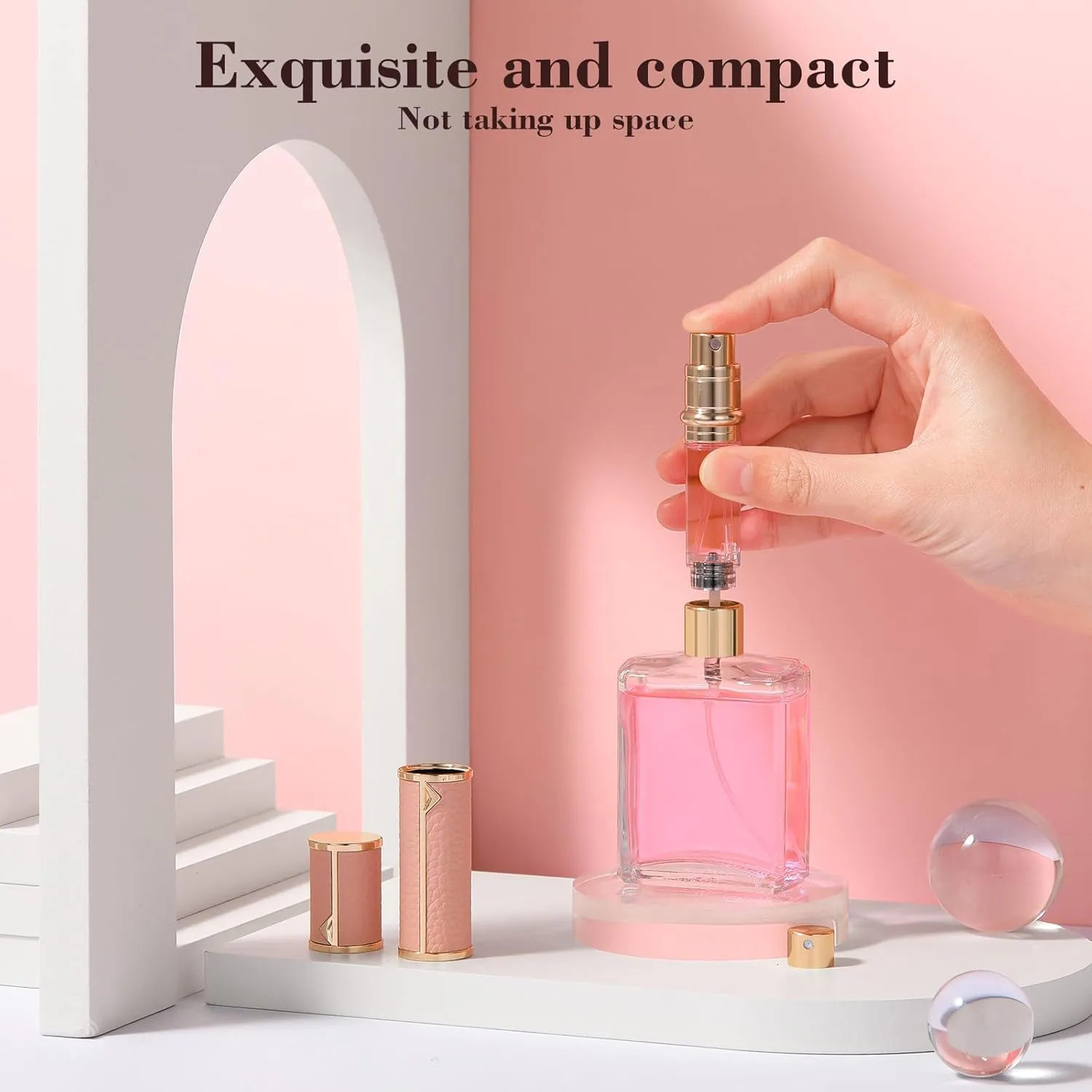 Travel Refillable Perfume Bottle, Leak-proof 5ml Atomizer, Portable Luxurious Pocket Perfume Dispenser Pump Transfer Tool for Women Men Travel Accessories.