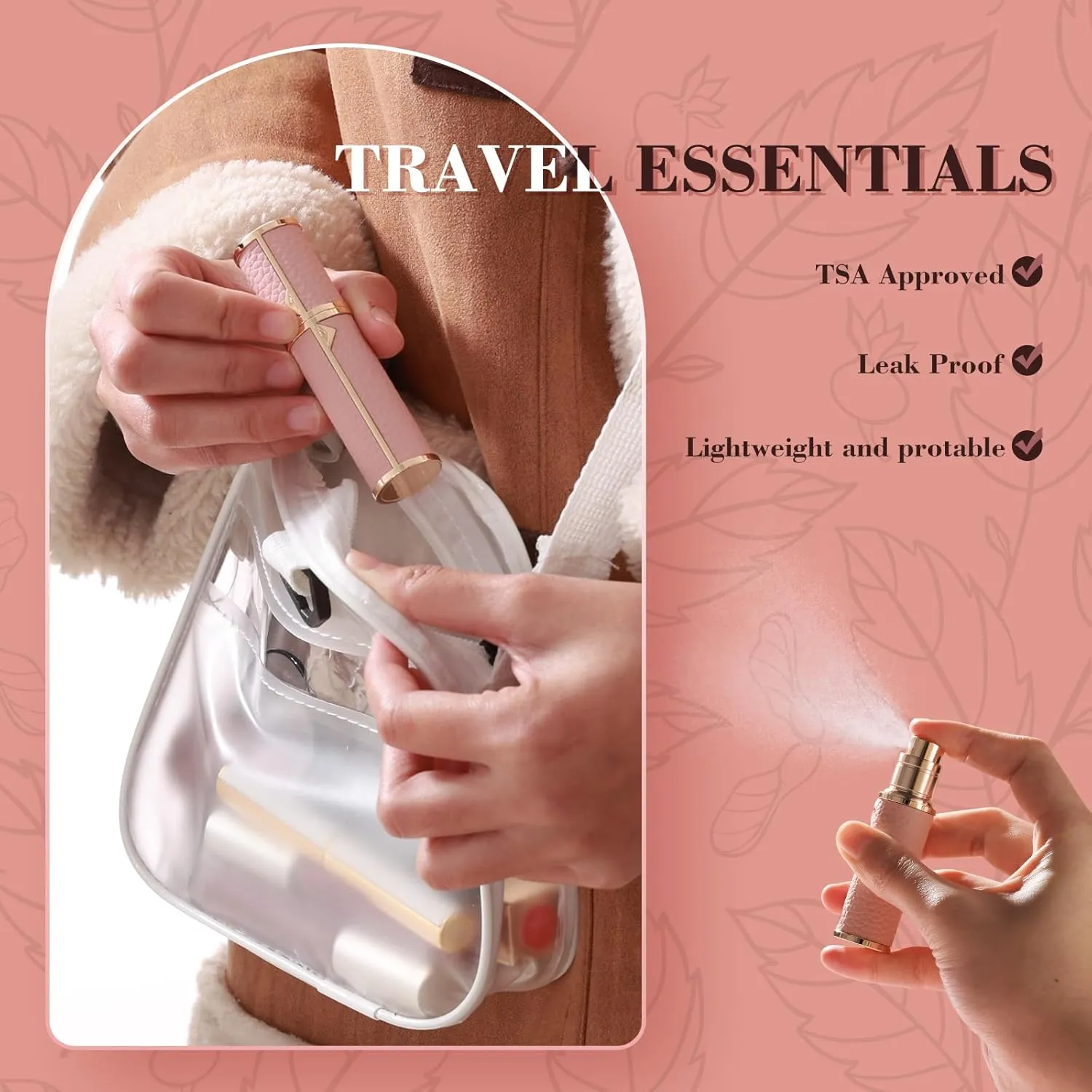 Travel Refillable Perfume Bottle, Leak-proof 5ml Atomizer, Portable Luxurious Pocket Perfume Dispenser Pump Transfer Tool for Women Men Travel Accessories.