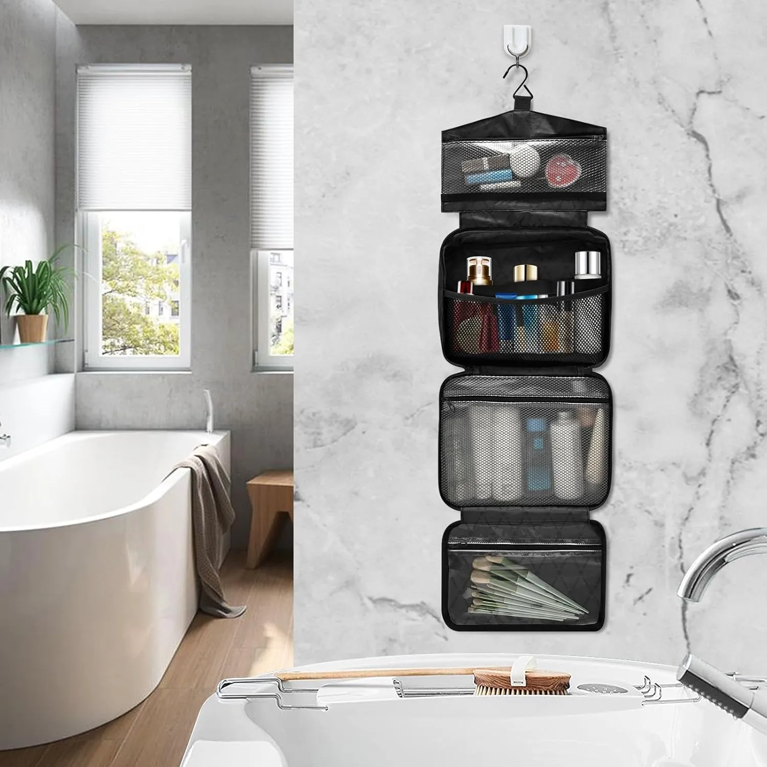 Travel Toiletry Bag Hanging Cosmetic Bag Compact Toiletry Bag with Large Capacity for Women Large Black