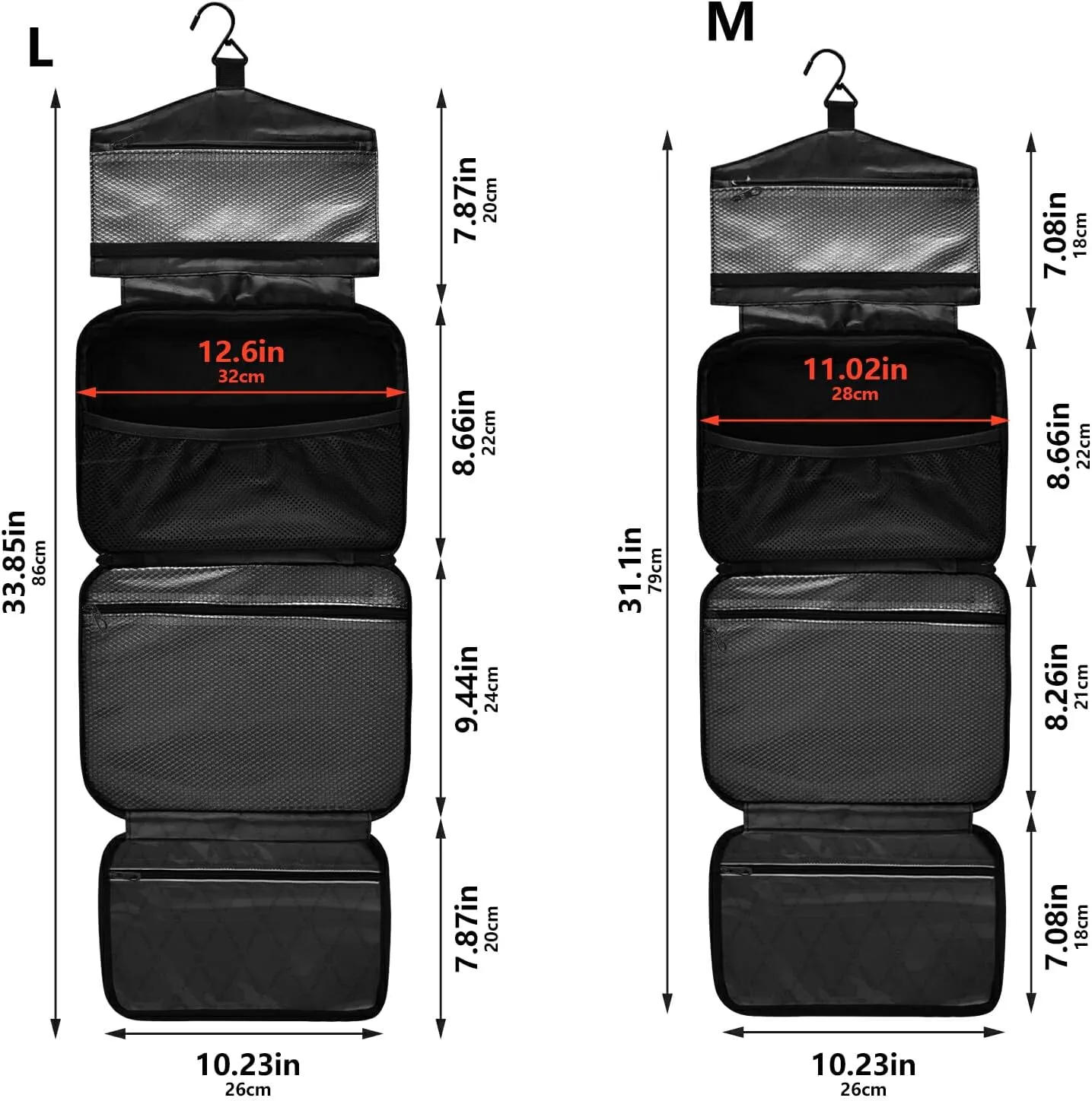 Travel Toiletry Bag Hanging Cosmetic Bag Compact Toiletry Bag with Large Capacity for Women Large Black