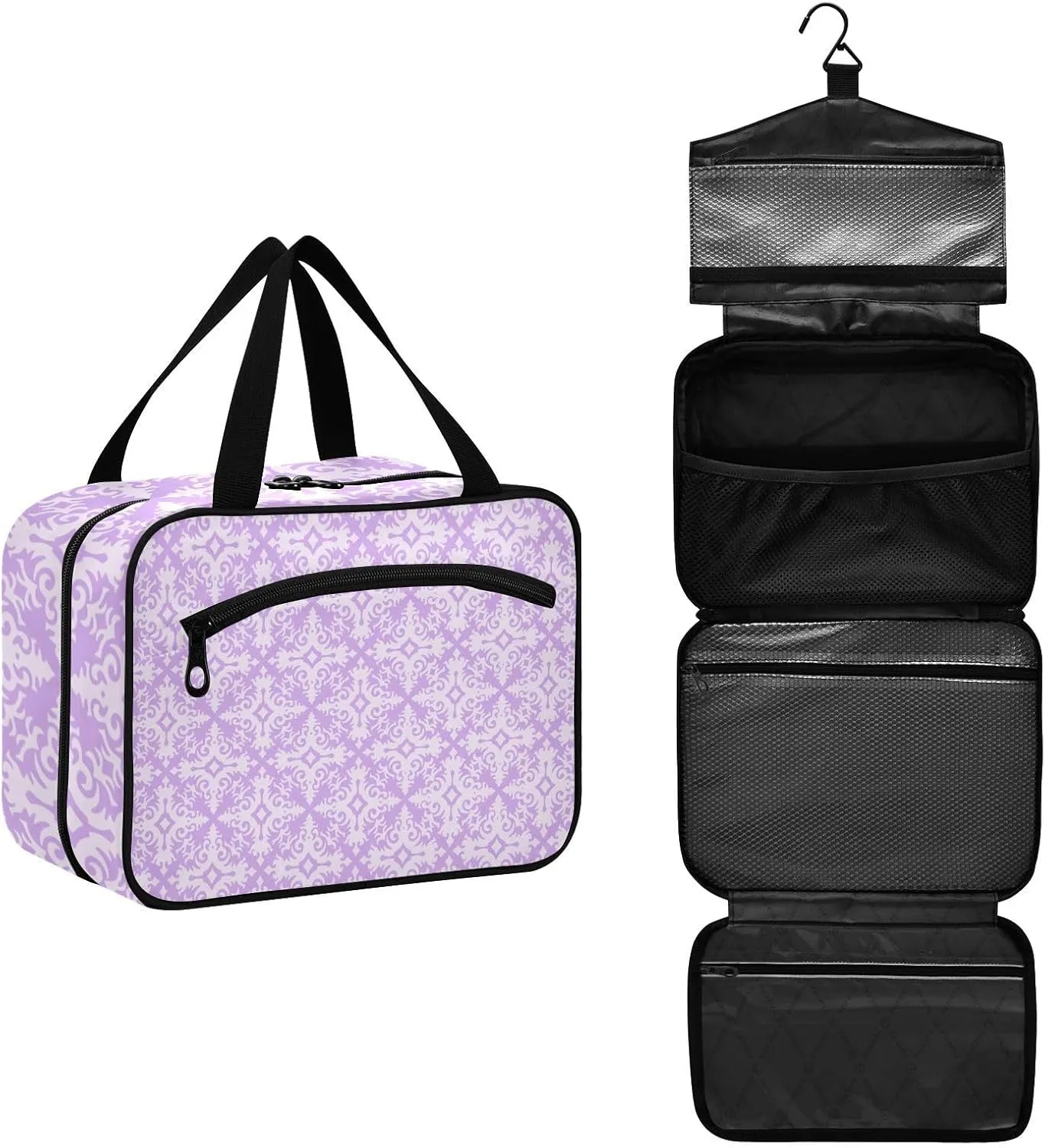 Travel Toiletry Bag Hanging Cosmetic Bag Compact Toiletry Bag with Large Capacity for Women Large Flourish Purple