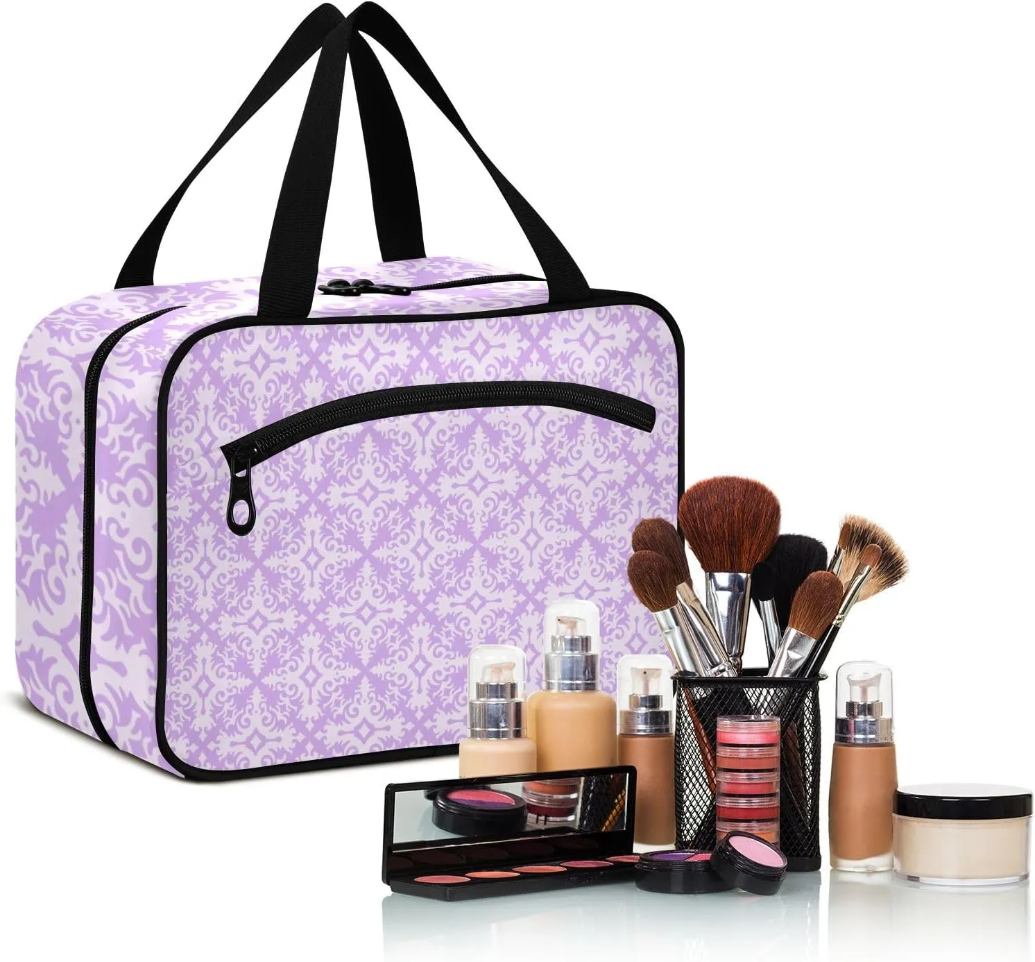 Travel Toiletry Bag Hanging Cosmetic Bag Compact Toiletry Bag with Large Capacity for Women Large Flourish Purple