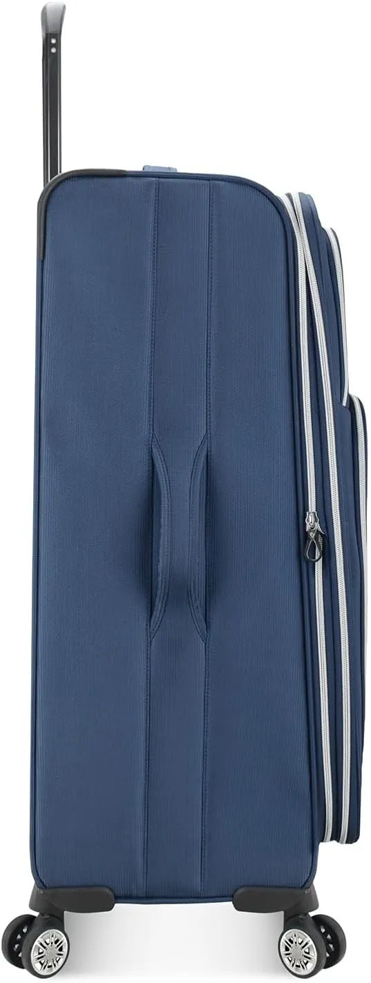 Traveler's Choice Lares Softside Expandable Luggage with Spinner Wheels, Navy, 2 Piece Luggage Set