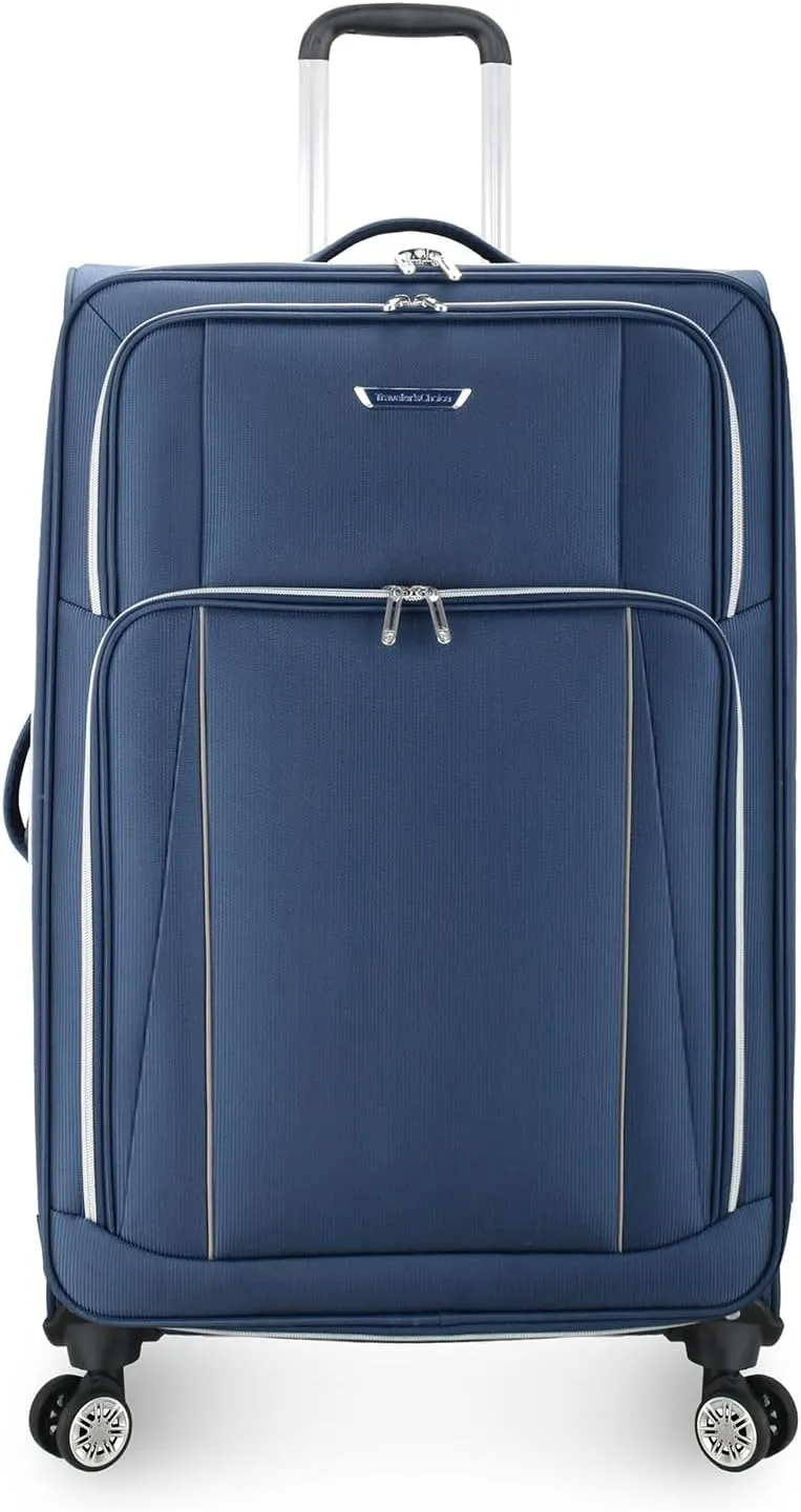 Traveler's Choice Lares Softside Expandable Luggage with Spinner Wheels, Navy, 2 Piece Luggage Set