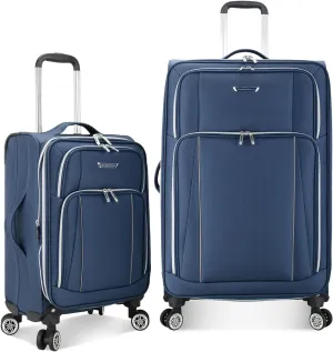 Traveler's Choice Lares Softside Expandable Luggage with Spinner Wheels, Navy, 2 Piece Luggage Set