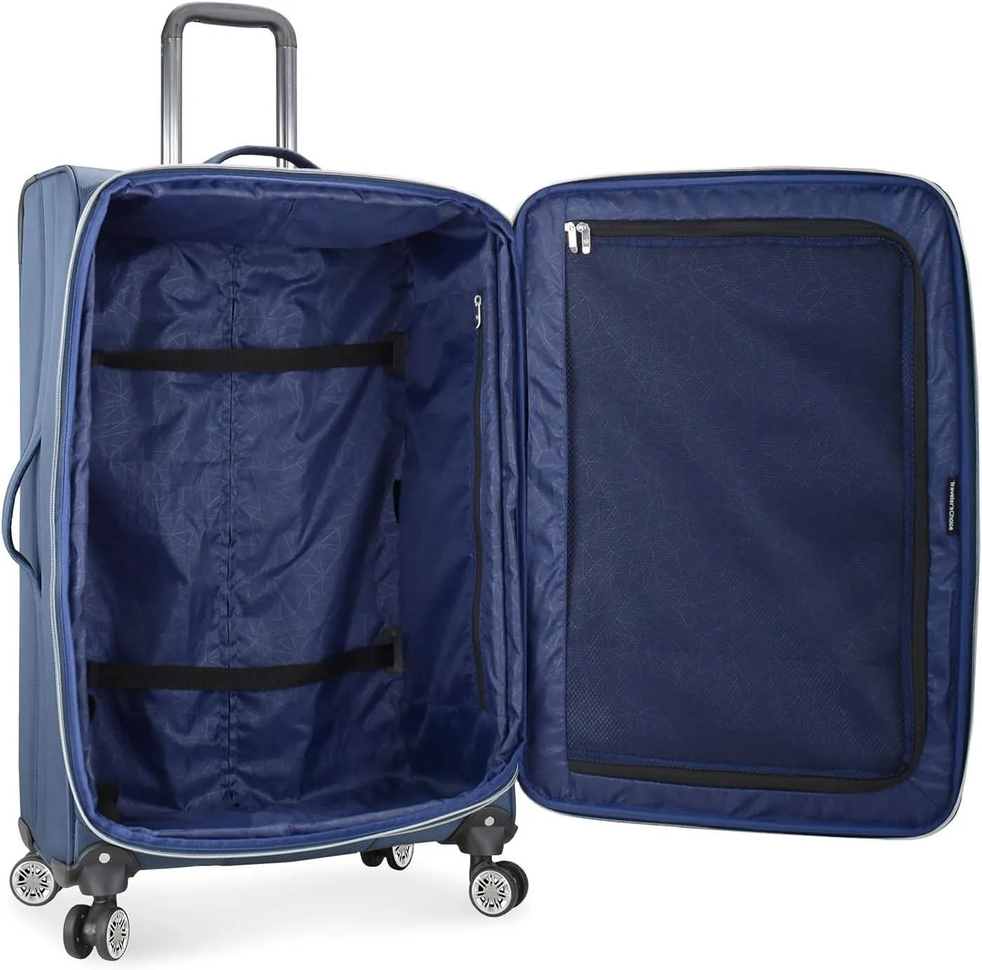 Traveler's Choice Lares Softside Expandable Luggage with Spinner Wheels, Navy, 2 Piece Luggage Set