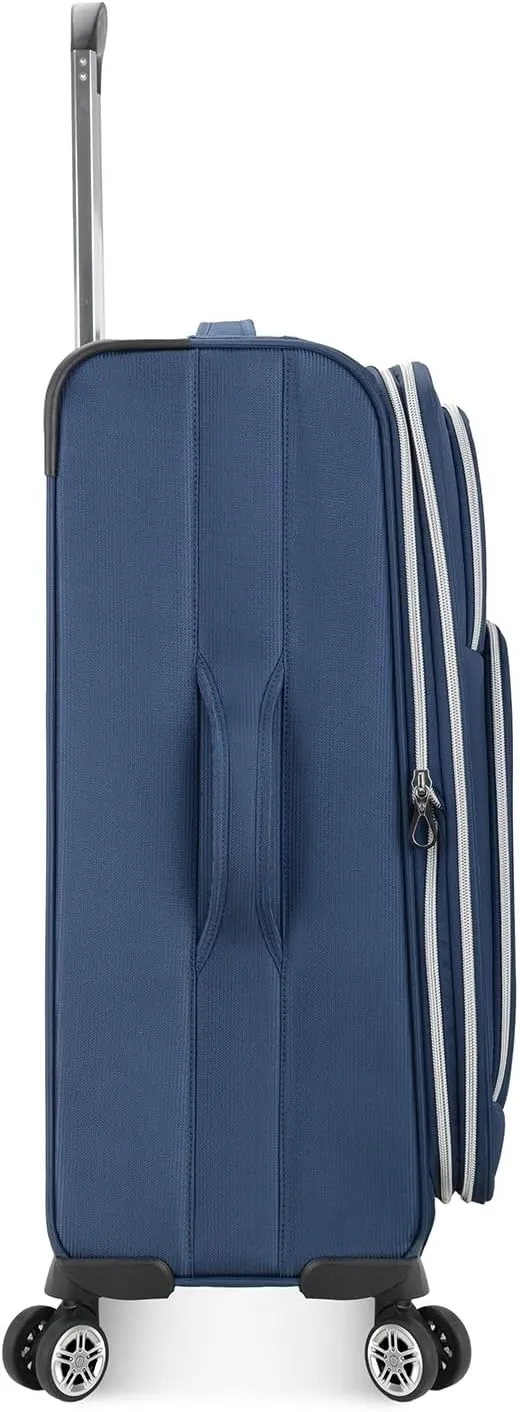 Traveler's Choice Lares Softside Expandable Luggage with Spinner Wheels, Navy, 3 Piece Luggage Set