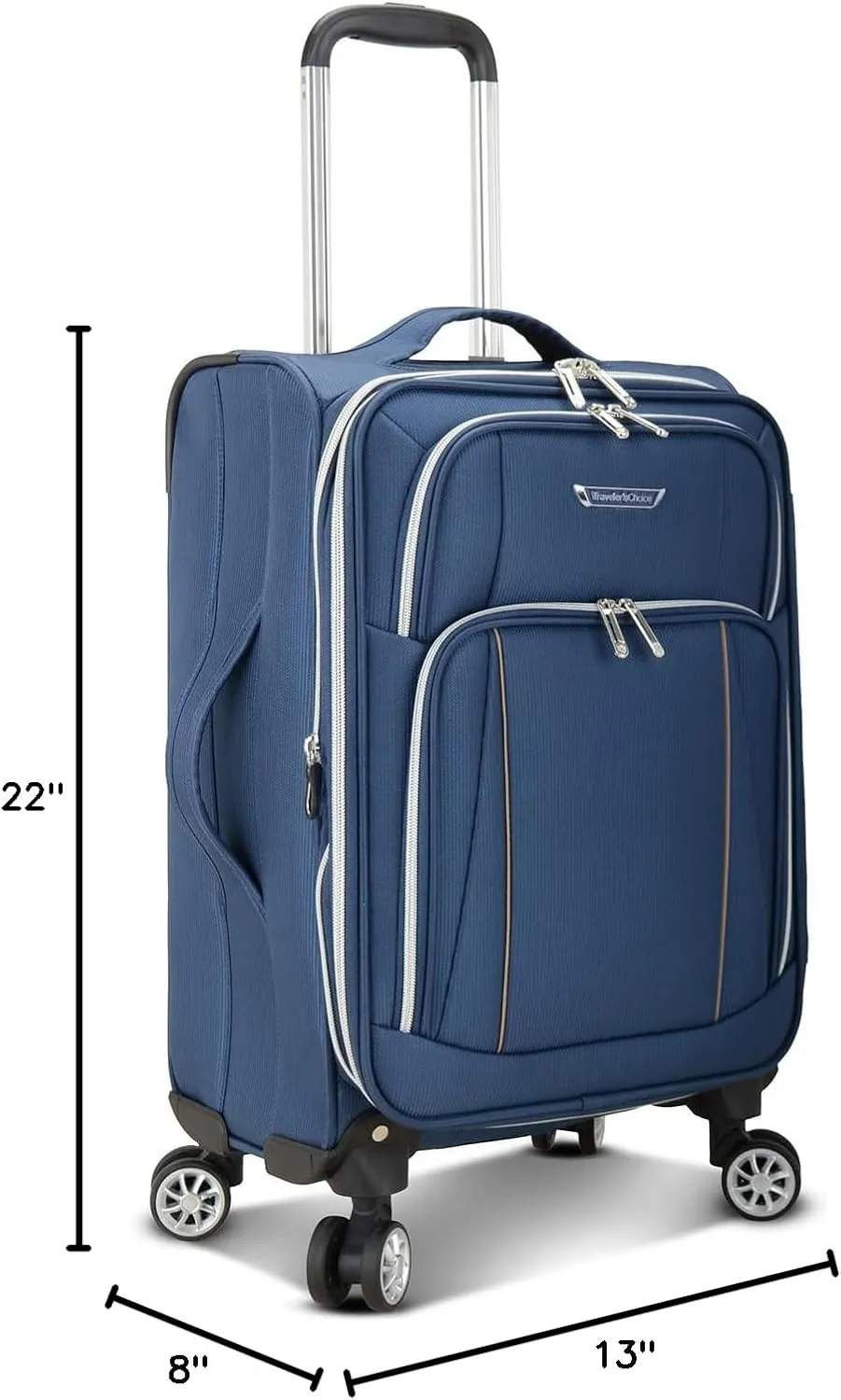 Traveler's Choice Lares Softside Expandable Luggage with Spinner Wheels, Navy, Carry-On 22-Inch