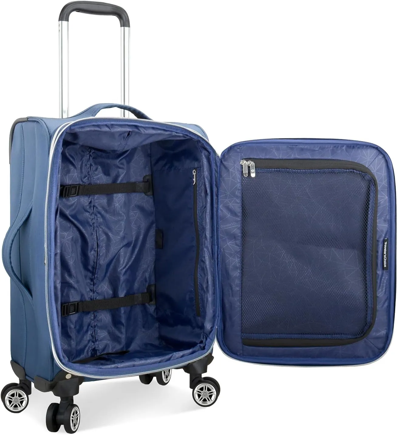 Traveler's Choice Lares Softside Expandable Luggage with Spinner Wheels, Navy, Carry-On 22-Inch