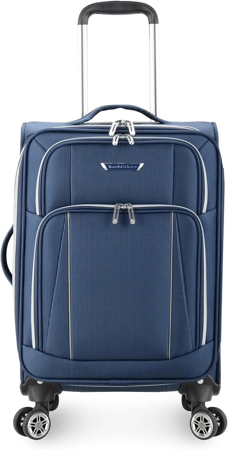 Traveler's Choice Lares Softside Expandable Luggage with Spinner Wheels, Navy, Carry-On 22-Inch
