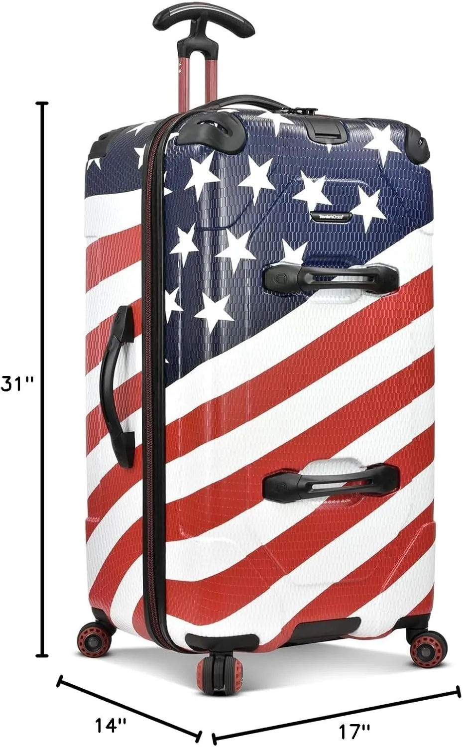 Traveler's Choice Maxporter II Hardside Polycarbonate Suitcase with Spinner Wheels, American Flag, 30" Trunk Luggage