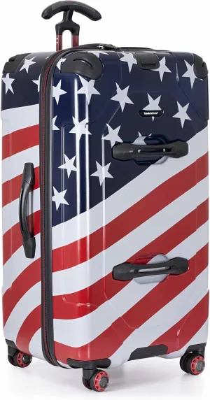 Traveler's Choice Maxporter II Hardside Polycarbonate Suitcase with Spinner Wheels, American Flag, 30" Trunk Luggage