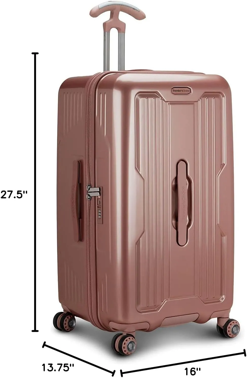 Traveler's Choice Ultimax II 26" Medium Trunk Spinner Luggage, Tie Down Straps, Pink Rose, Checked Inch