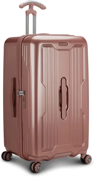 Traveler's Choice Ultimax II 26" Medium Trunk Spinner Luggage, Tie Down Straps, Pink Rose, Checked Inch