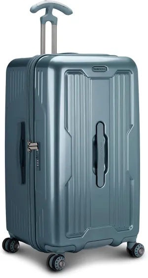 Traveler's Choice Ultimax II 26" Medium Trunk Spinner Luggage, Tie Down Straps, Teal, Checked Inch