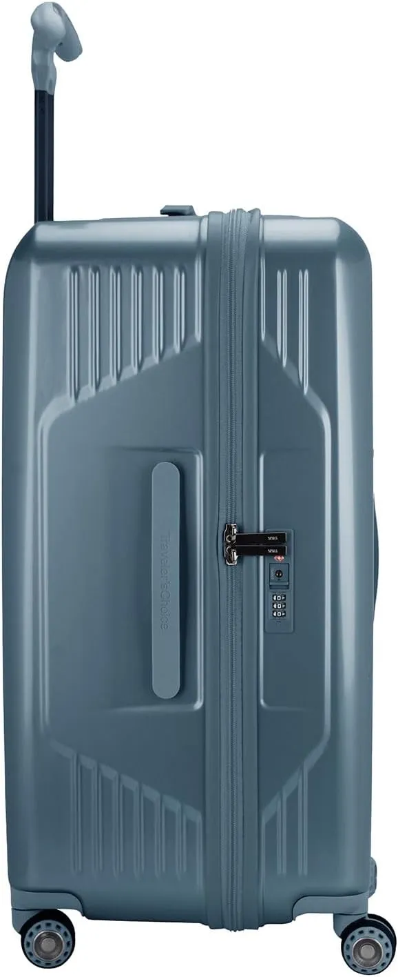 Traveler's Choice Ultimax II 26" Medium Trunk Spinner Luggage, Tie Down Straps, Teal, Checked Inch