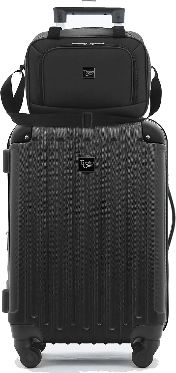 Travelers Club Midtown Hardside Luggage Travel, Black, 4-Piece Set