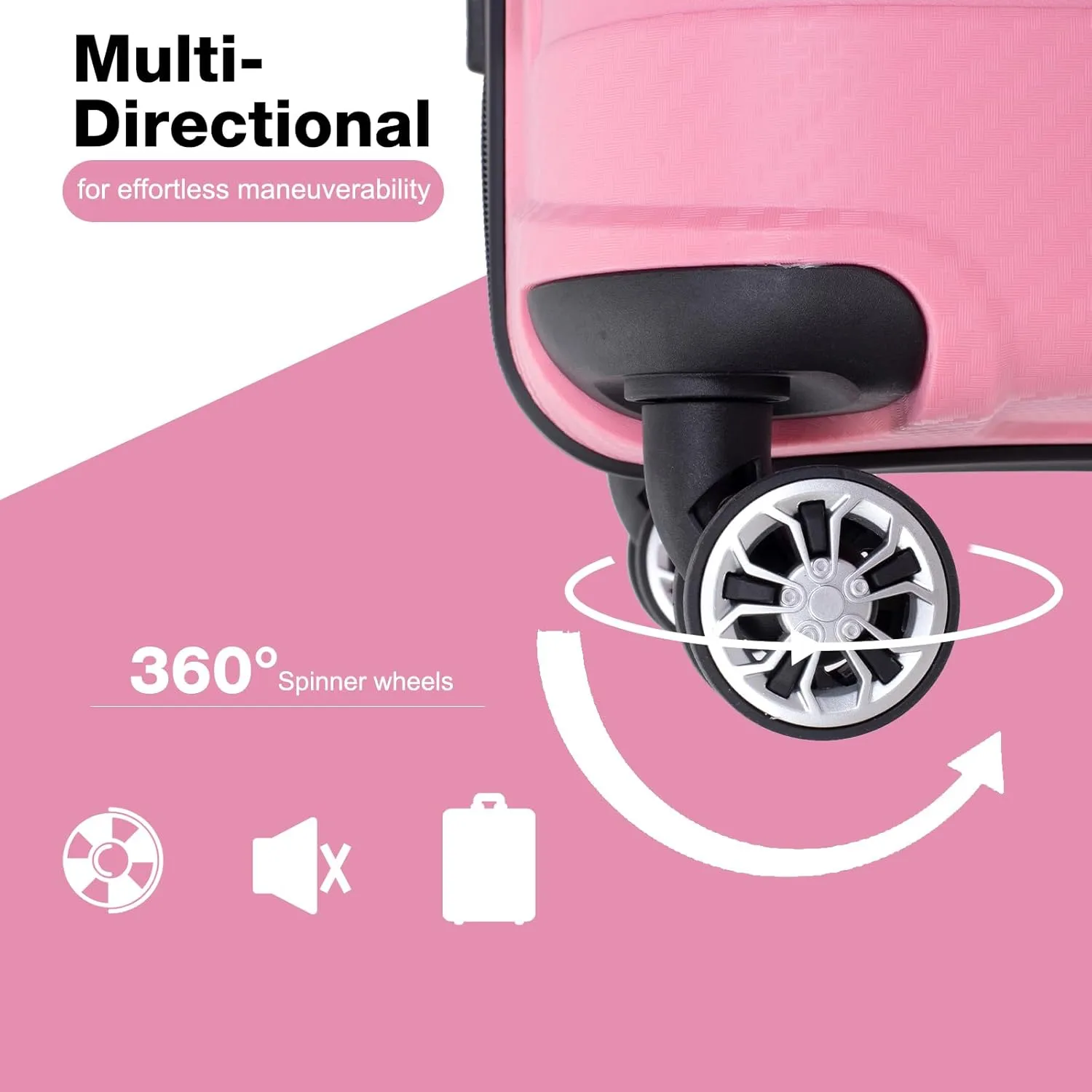 Travelhouse Luggage Set with Double Spinner Wheel,PP Hardside 3 PIECE Suitcase Set with Spinner Wheel, Carry on set with TSA Lock (PINK)