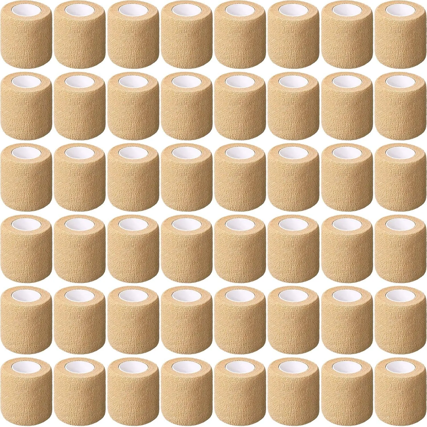 Treela 96 Pack Self Adhesive Bandage Wrap 2 Inch x 5 Yard Self Adherent Cohesive Bandages Elastic Athletic Sports Tape Breathable Wound Tape for Stretch Athletic Wrist Ankle(Nude)