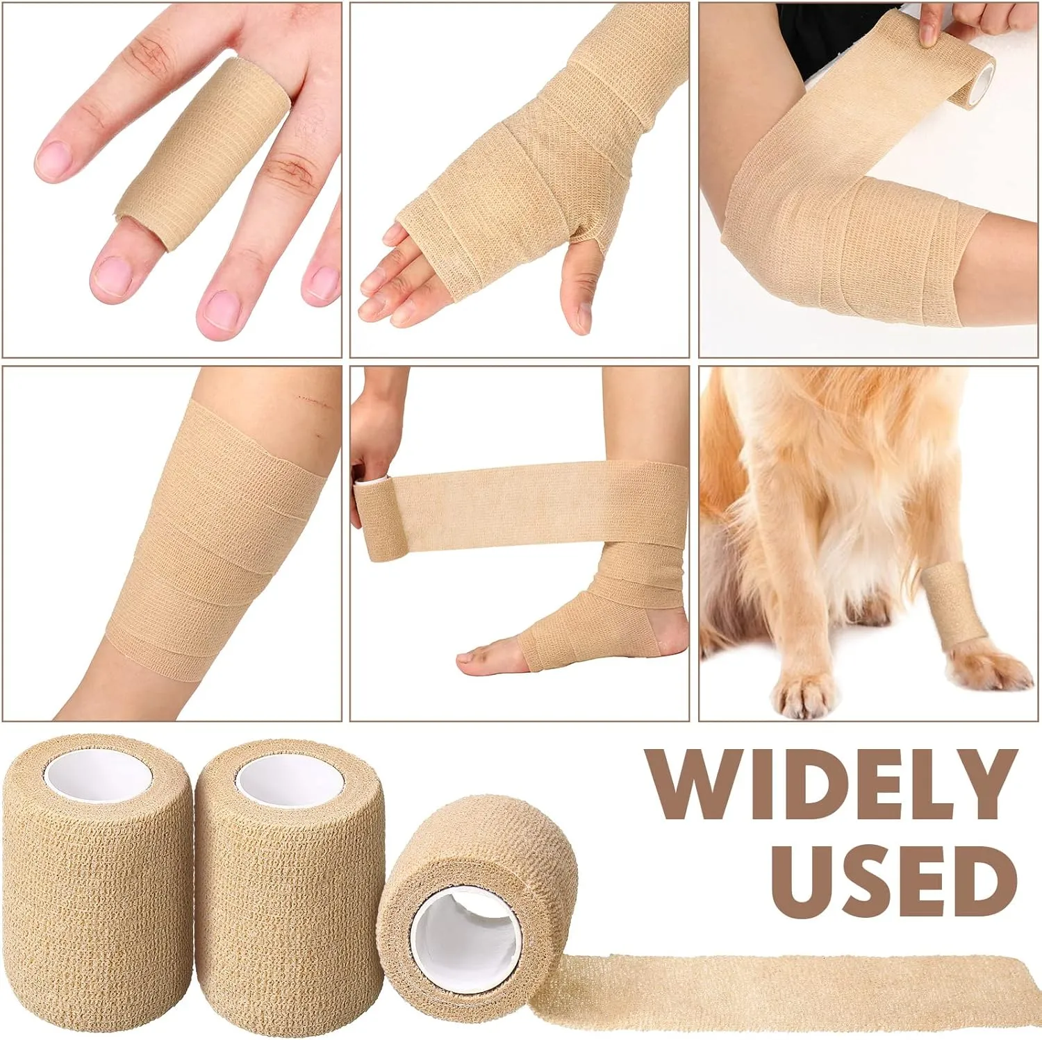 Treela 96 Pack Self Adhesive Bandage Wrap 2 Inch x 5 Yard Self Adherent Cohesive Bandages Elastic Athletic Sports Tape Breathable Wound Tape for Stretch Athletic Wrist Ankle(Nude)