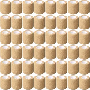 Treela 96 Pack Self Adhesive Bandage Wrap 2 Inch x 5 Yard Self Adherent Cohesive Bandages Elastic Athletic Sports Tape Breathable Wound Tape for Stretch Athletic Wrist Ankle(Nude)