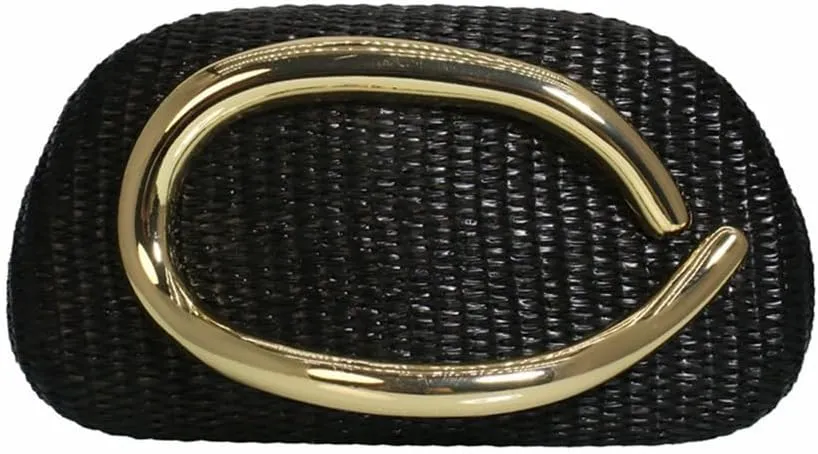 Trendy Metal Handle Straw Clutch Purse for Women Summer Woven Beach Purse Chain Crossbody Shoulder Bag for Casual