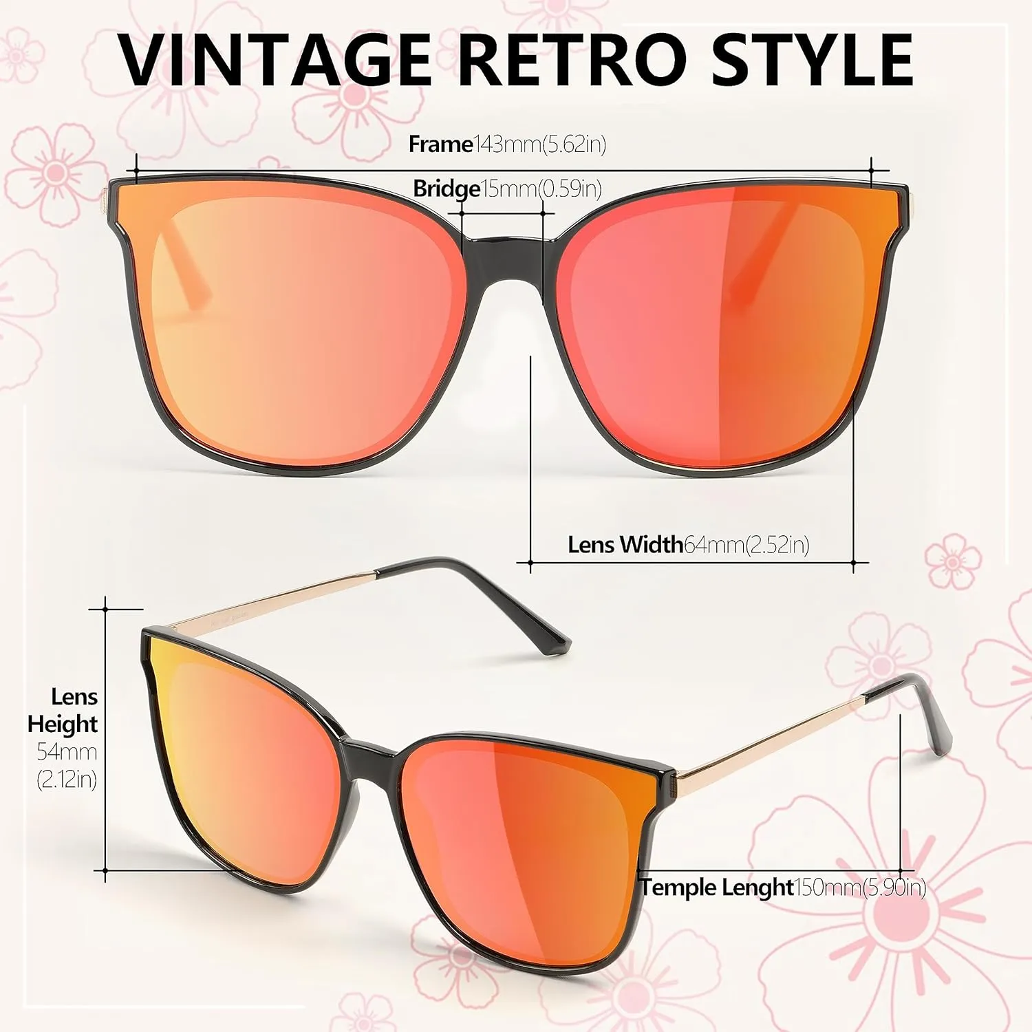 Trendy TAC Polarized Square Sunglasses for Women Men, Oversized Lightweight TR90 Frame UV400 Protection