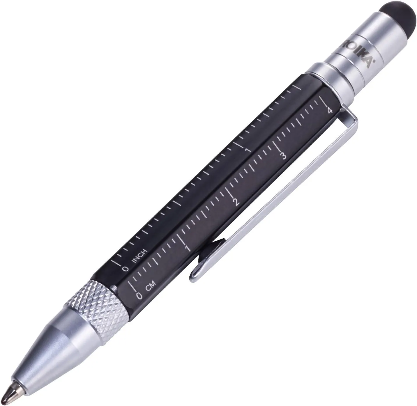 Troika Construction Liliput - PIP25/BK - Multitasking Ballpoint Pen (Small) - Tool Pen - Centimeter/Inch Ruler - Slotted/Phillips Screwdriver - Stylus (Black) Original