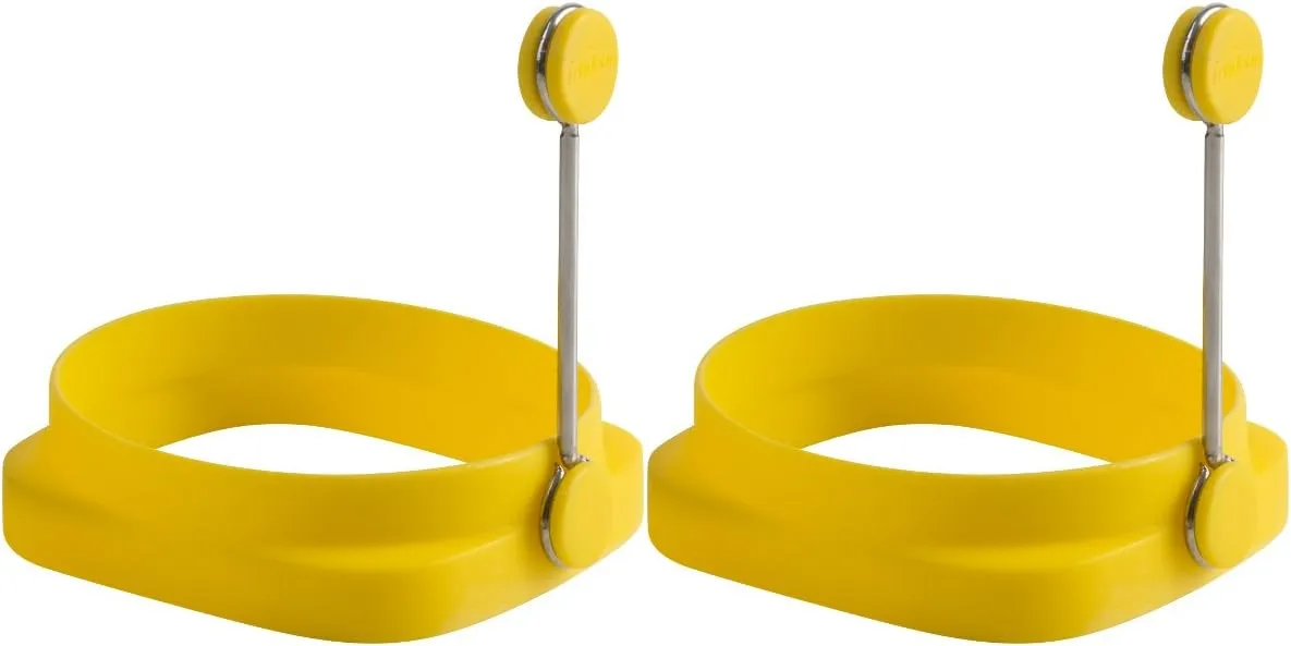 Trudeau Yellow Silicone Reversible Egg Ring, Set of 2